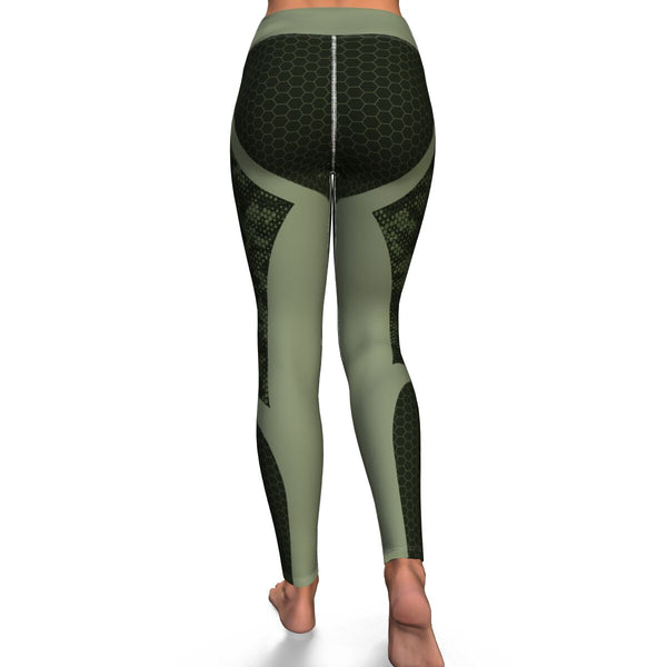 Hexagon Camo Yoga Leggings AOP Athletic Camouflage Design Green/Black - Christmas/Halloween Gift