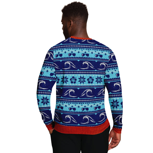 Surfing Swells Santa Fashion Funny Ugly Sweatshirt AOP - Xmas Gift