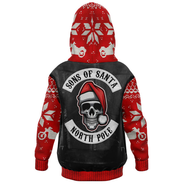 Sons of Santa Motorcycle Skull Ugly Xmas Design - Fashion Kids Hoodie