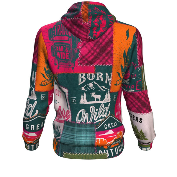 Camping Patchwork #2 Hoodie AOP - Christmas/Halloween Gift for Camping Lovers