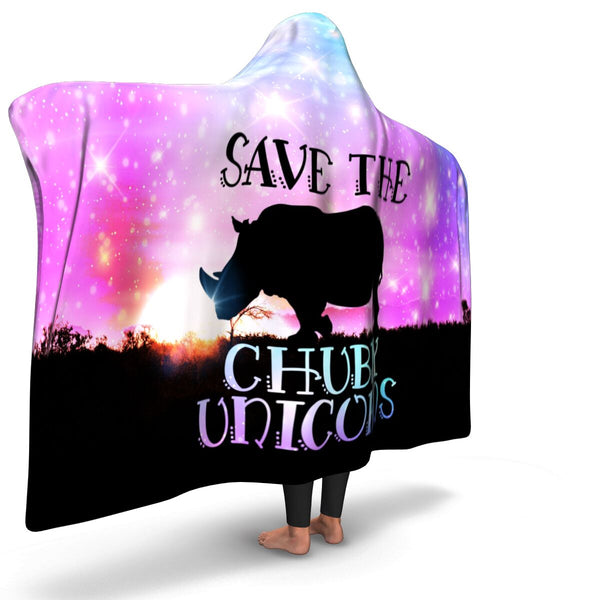 Chubby Unicorns Hooded Blanket AOP - Christmas/Halloween Gift for Unicorn Lovers