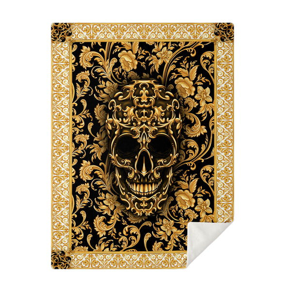 Baroque Skull Premium Microfleece Blanket AOP - Christmas Gift for Men and Women