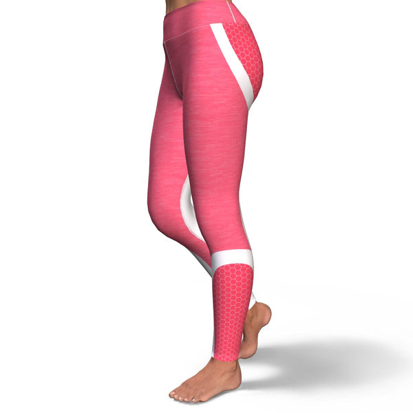 Hexagon Yoga Leggings AOP Athletic Design (Pink/White) - Christmas/Halloween Gift