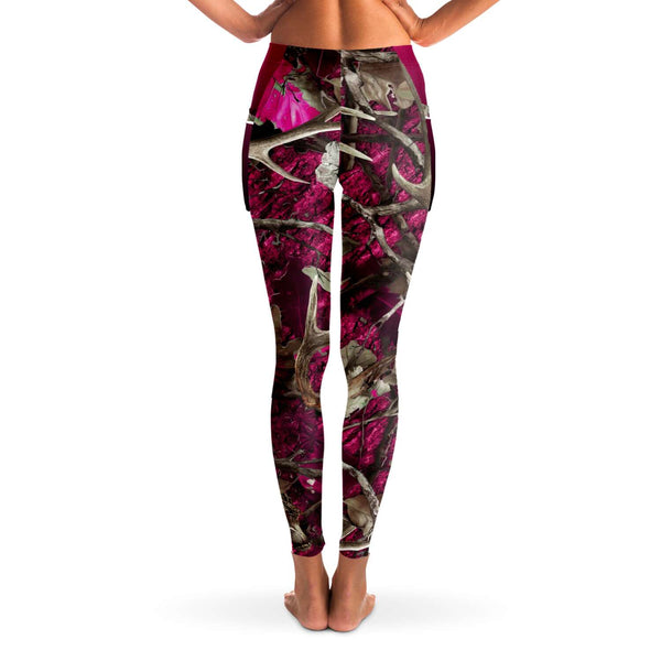 Pink Hunting Camouflage White Mesh Pocket Legging AOP - Christmas/Halloween Gift