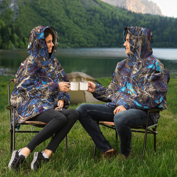 Turquoise Hunting Camouflage Snug Hoodie AOP - Christmas/Halloween Gift