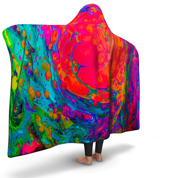 Acid Paint 2 Abstract Hooded Blanket AOP - Christmas/Halloween Gift for Painting Lovers