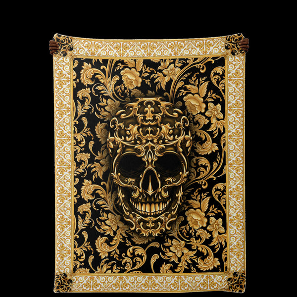 Baroque Skull Premium Microfleece Blanket AOP - Christmas Gift for Men and Women