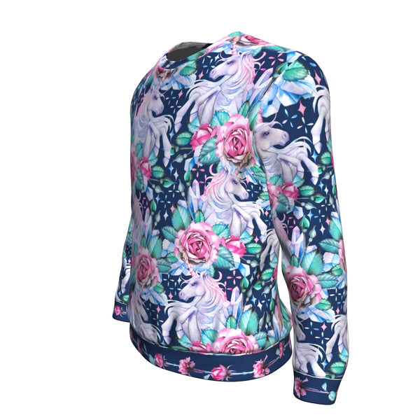 Unicorn Roses AOP Sweatshirt Unicorn Flowers Floral Design - Christmas/Halloween Gift