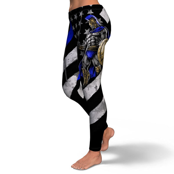 Police Blue Line USA Warrior Leggings AOP - Christmas/Halloween Gift