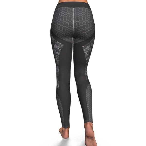 Hexagon Camo Yoga Leggings AOP Athletic Camouflage Design White/Gray - Christmas/Halloween Gift