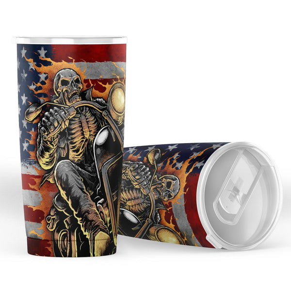 Merica Skull Biker - Special 4th of July 20oz Tumbler AOP