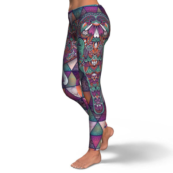 Mandala Elephant AOP Leggings Tatto Design - Christmas/Halloween Gift