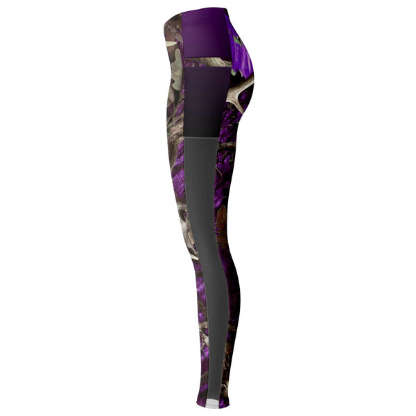 Purple Hunting Camouflage White Mesh Pocket Legging AOP - Christmas/Halloween Gift