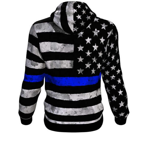 Blue Line USA Police Hoodie AOP - Halloween/Christmas Gift