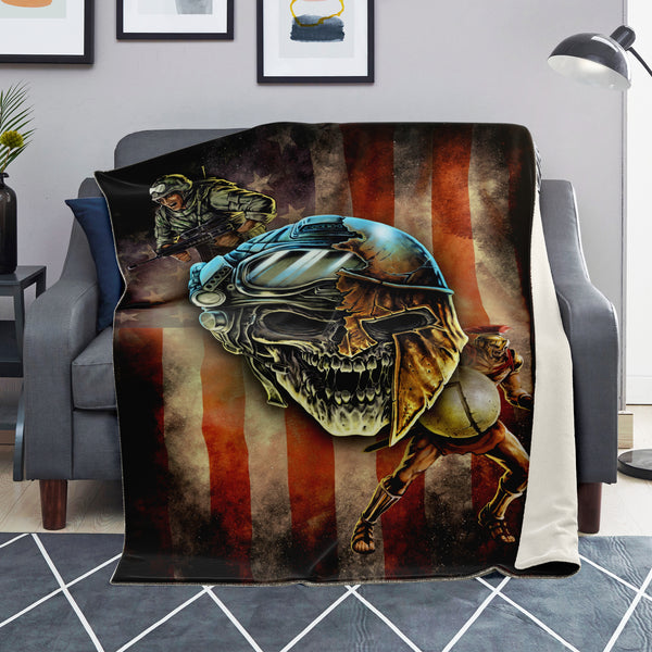 Spartan Warrior Soldier Premium Microfleece Blanket 3D AOP - Christmas Gift for Men and Women
