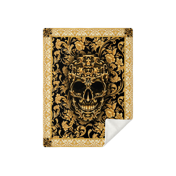 Baroque Skull Premium Microfleece Blanket AOP - Christmas Gift for Men and Women