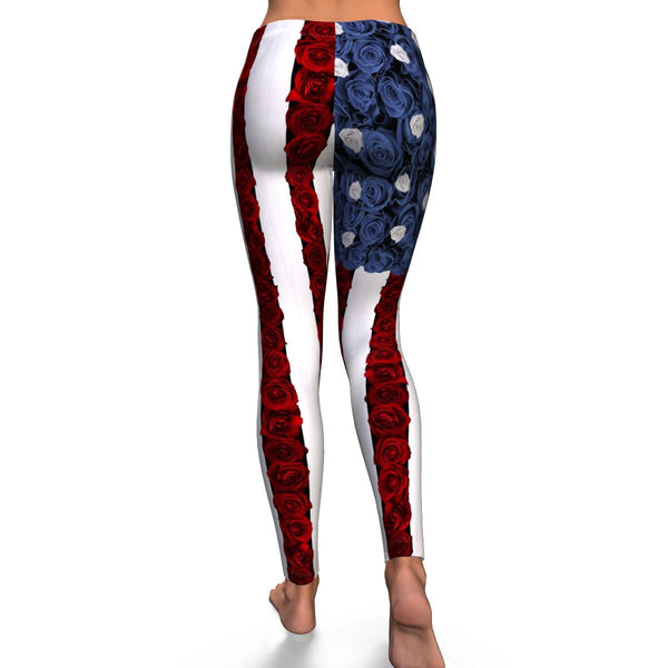 American Roses AOP Leggings USA Flowers Floral Design - Christmas/Halloween Gift