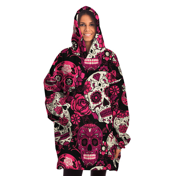 Sugar Skull Calavera Pink  AOP Snug Hoodie - Christmas/Halloween Men & Women Gift