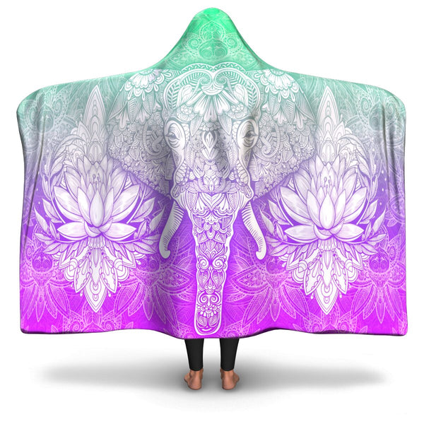 Mandala Elephant #2 Hooded Blanket - AOP  premium sherpa or microfiber fleece