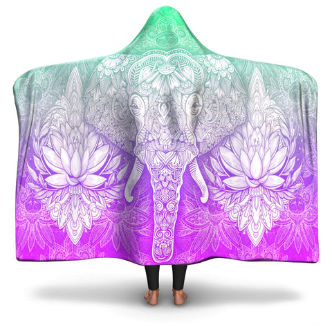 Mandala Elephant #2 Hooded Blanket - AOP  premium sherpa or microfiber fleece