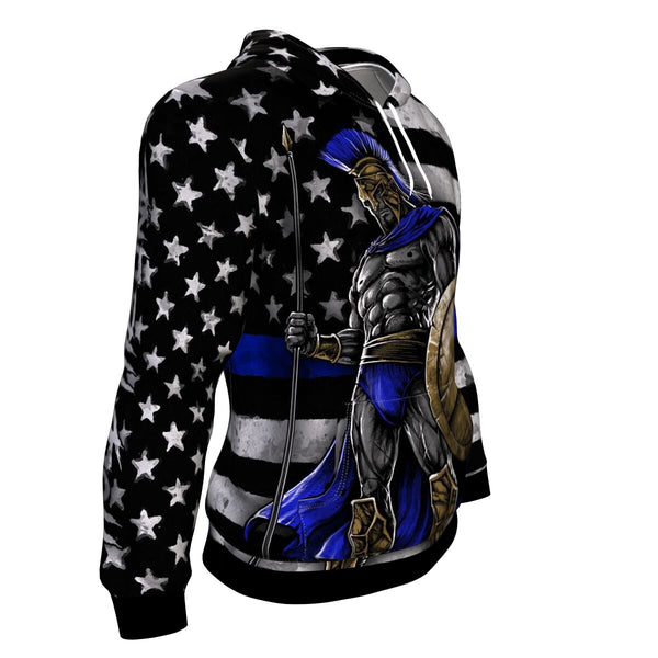 Police Blue Line USA Warrior Hoodie AOP - Christmas/Halloween Gift