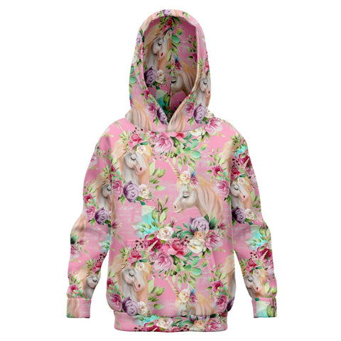 Watercolor Unicorn Flowers - Fashion Kids Hoodie