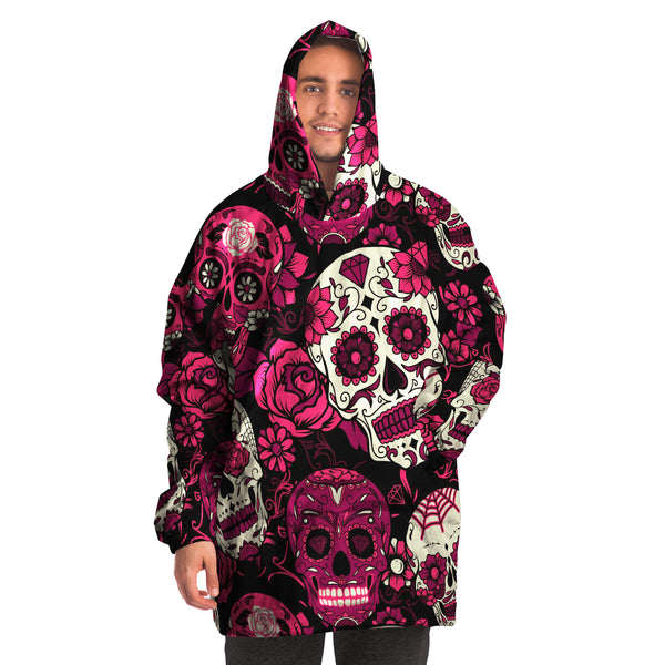 Sugar Skull Calavera Pink  AOP Snug Hoodie - Christmas/Halloween Men & Women Gift