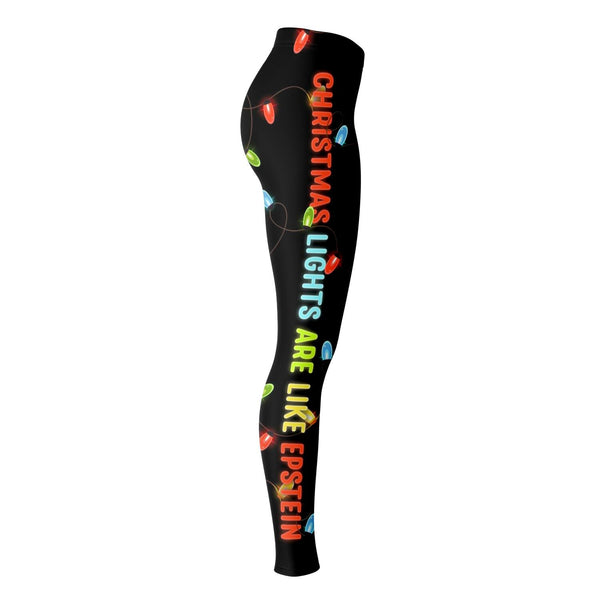 Funny premium Leggings CHRISTMAS LIGHTS ARE LIKE EPSTEIN Don't Hang Themselves - Ugly Xmas Gifts