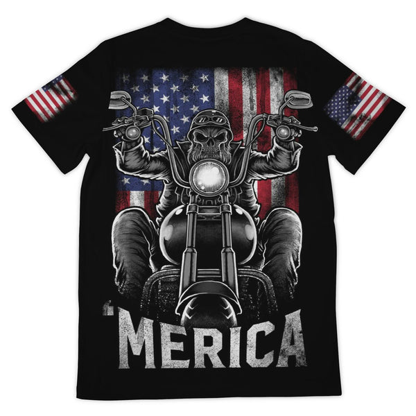 MERICA MotorCycle Tshirt 4th of July Special Design High Quality