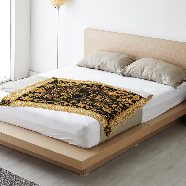 Baroque Skull Premium Microfleece Blanket AOP - Christmas Gift for Men and Women