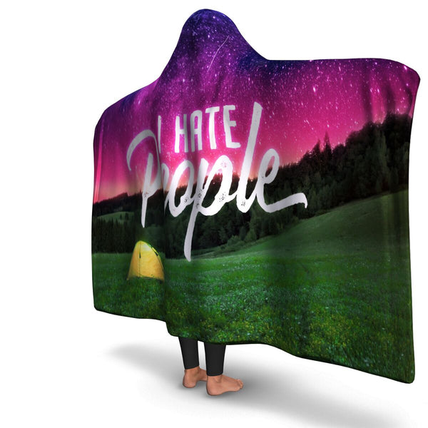 I Hate People Camping Hooded Blanket AOP - Christmas/Halloween Gift