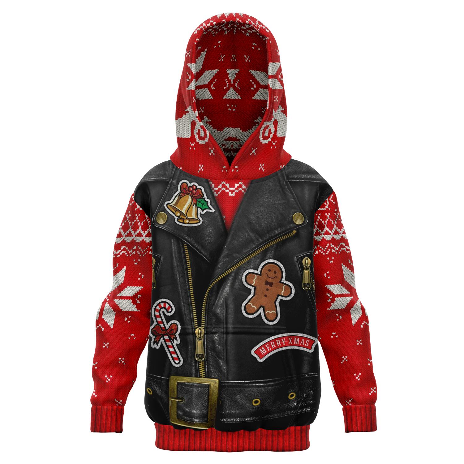 Sons of Santa Motorcycle Skull Ugly Xmas Design - Fashion Kids Hoodie