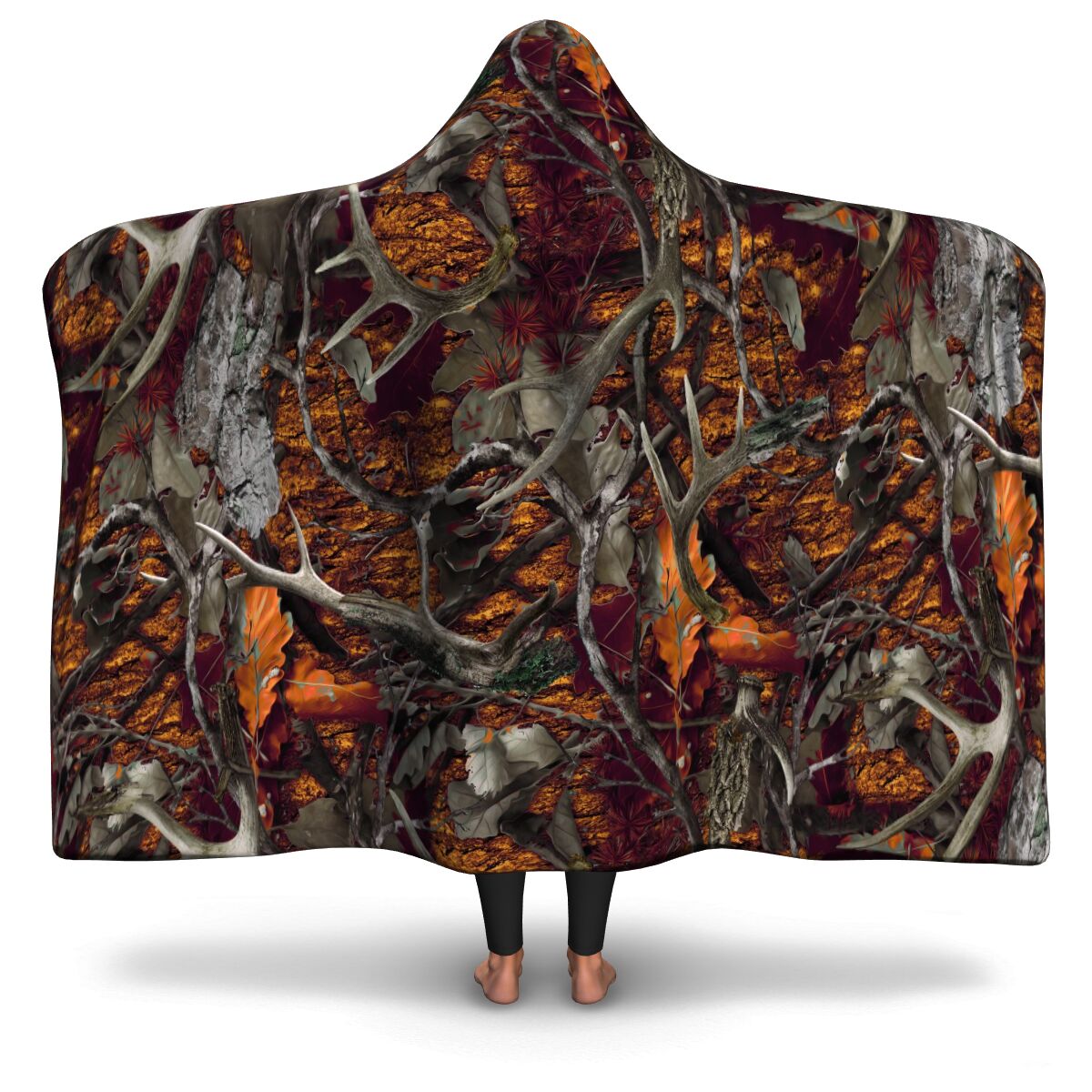 Orange Hunting Hooded Blanket AOP - Christmas/Halloween Gift for Camping Lovers