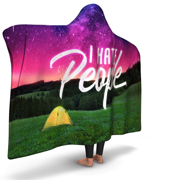 I Hate People Camping Hooded Blanket AOP - Christmas/Halloween Gift