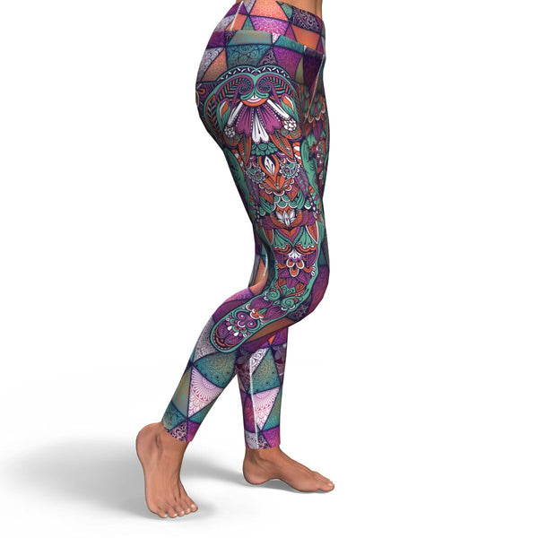 Mandala Elephant Yoga Leggings AOP - Christmas/Halloween Leggings Gift