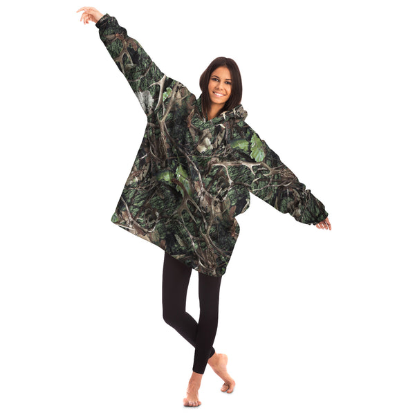 Green Hunting Camouflage Snug Hoodie AOP - Christmas/Halloween Gift