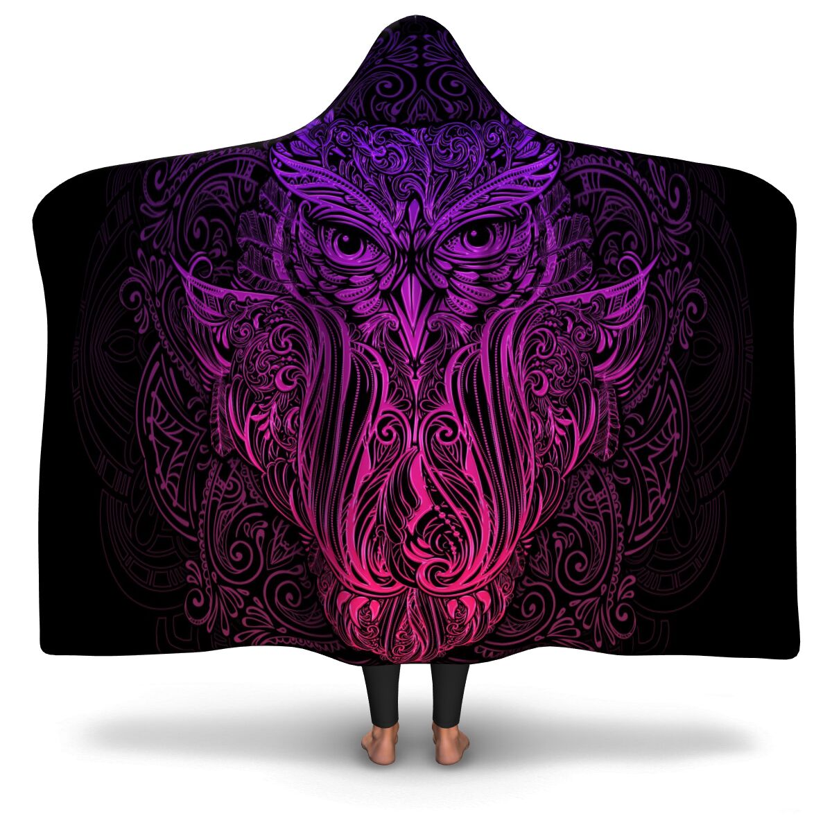 Ornamental Owl Hooded Blanket AOP - Christmas/Halloween Gift