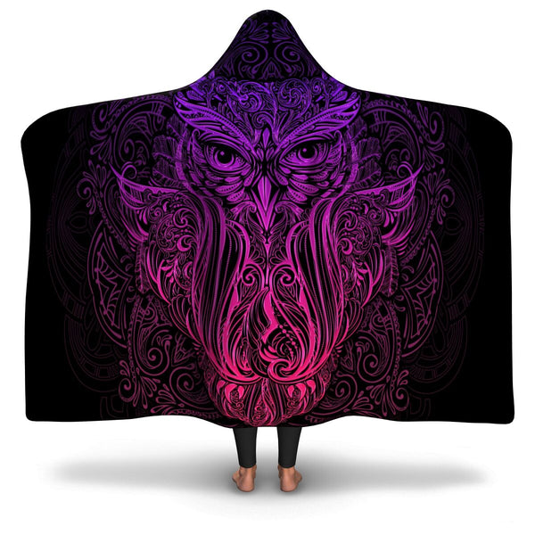 Ornamental Owl Hooded Blanket AOP - Christmas/Halloween Gift