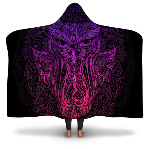 Ornamental Owl Hooded Blanket AOP - Christmas/Halloween Gift