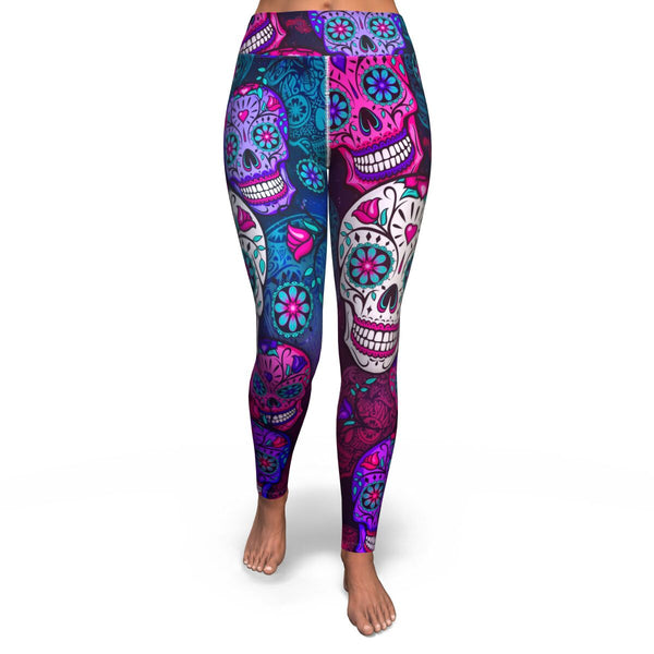 Sugar Skull Calavera Yoga Leggings AOP - Christmas/Halloween leggings Gift