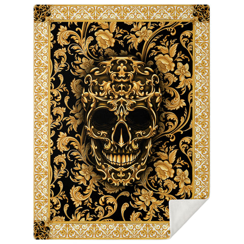 Baroque Skull Premium Microfleece Blanket AOP - Christmas Gift for Men and Women