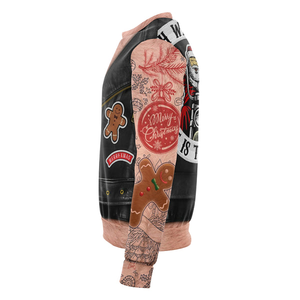 Oh What Fun Nude Ugly Xmas Sweatshirt AOP Motorcycle- Christmas/Halloween Sweater Gift