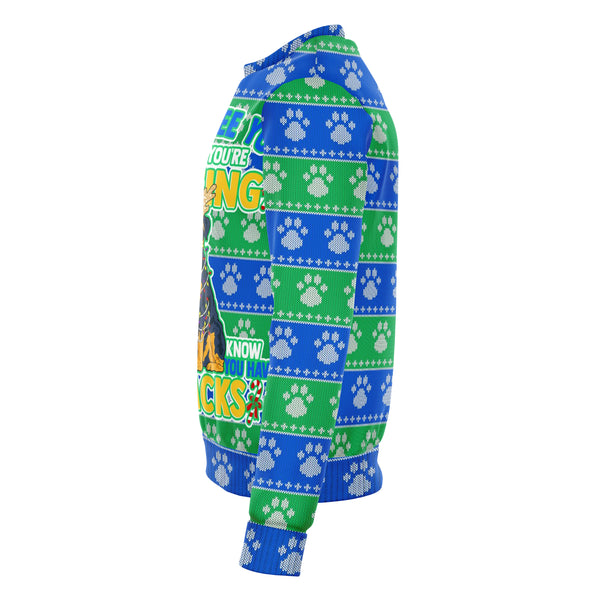 Dogs Rottweiler Ugly Xmas Sweatshirt AOP They See You Eating Snacks - Christmas/Halloween Gift