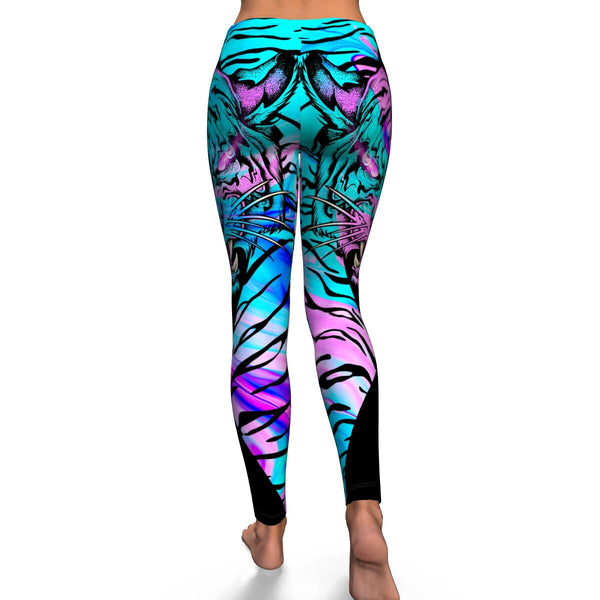 Neon Tiger AOP Leggings Animals Tiger Design - Christmas/Halloween Gift