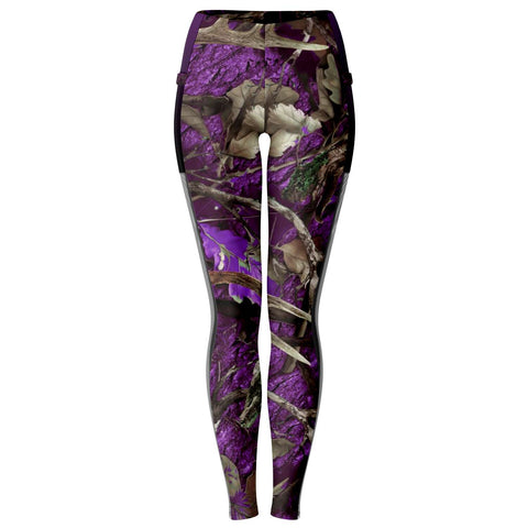 Purple Hunting Camouflage White Mesh Pocket Legging AOP - Christmas/Halloween Gift