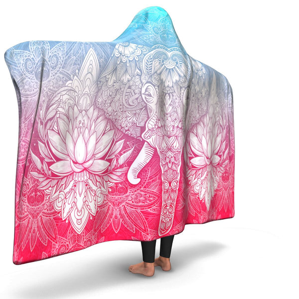 Mandala Elephant #3 Hooded Blanket - AOP premium sherpa or microfiber fleece