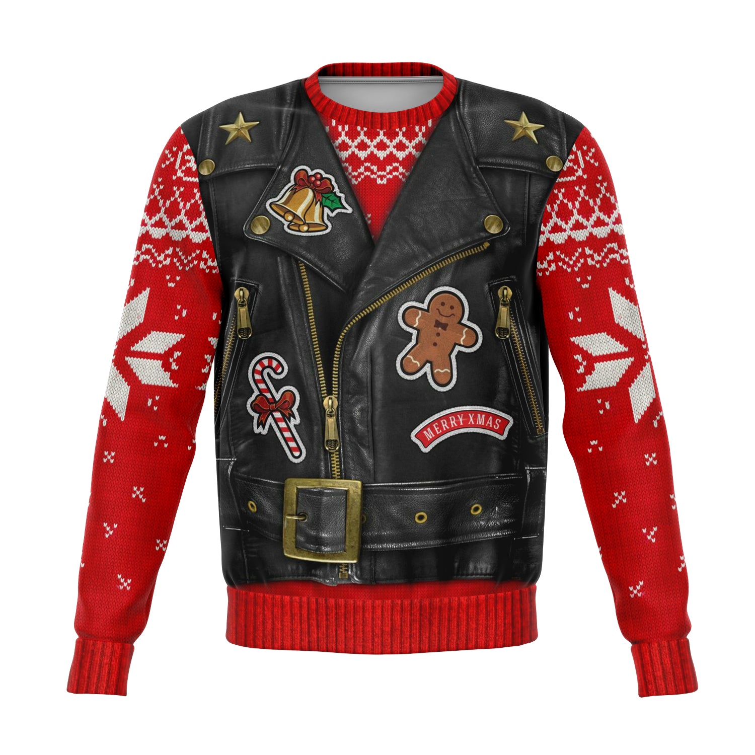Sons of Santa Ugly Xmas Athletic Sweatshirt AOP Motorcycle - Christmas/Halloween Sweater
