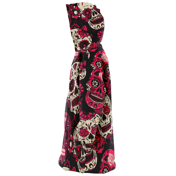 Sugar Skull Calavera Pink  AOP Snug Hoodie - Christmas/Halloween Men & Women Gift