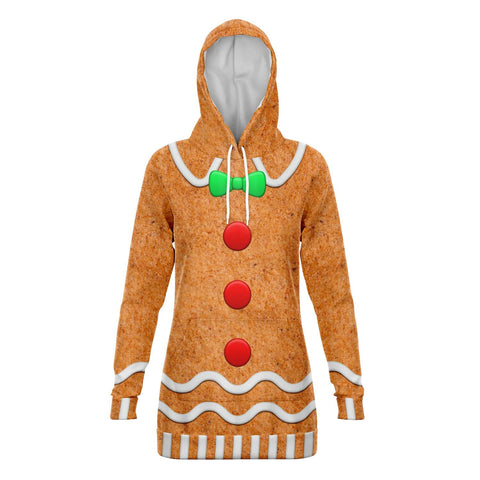 Gingerbread Ugly Christmas Longline Hoodie Xmas Gift