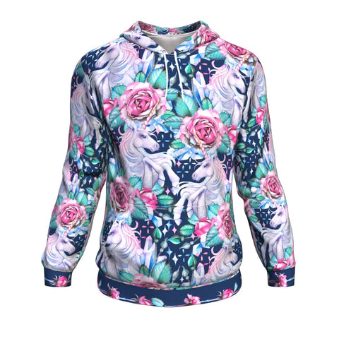 Unicorn Roses AOP Hoodie Unicorn Flowers Floral Design - Christmas/Halloween Gift